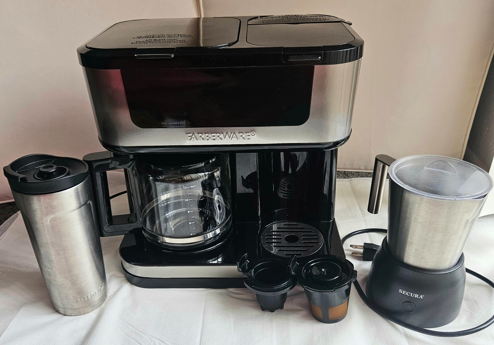 Farberware Dual Brew Coffee Maker K Cup Compatible-Stainless Infuser and Frother