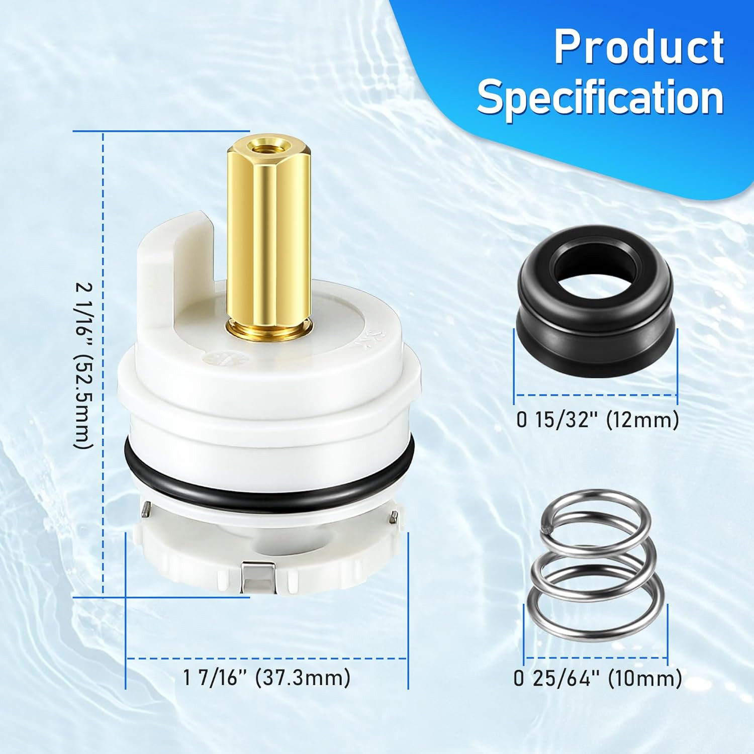 Square Stem Washerless Cartridge Replacement for DA603566, Shower Cartridge Comp