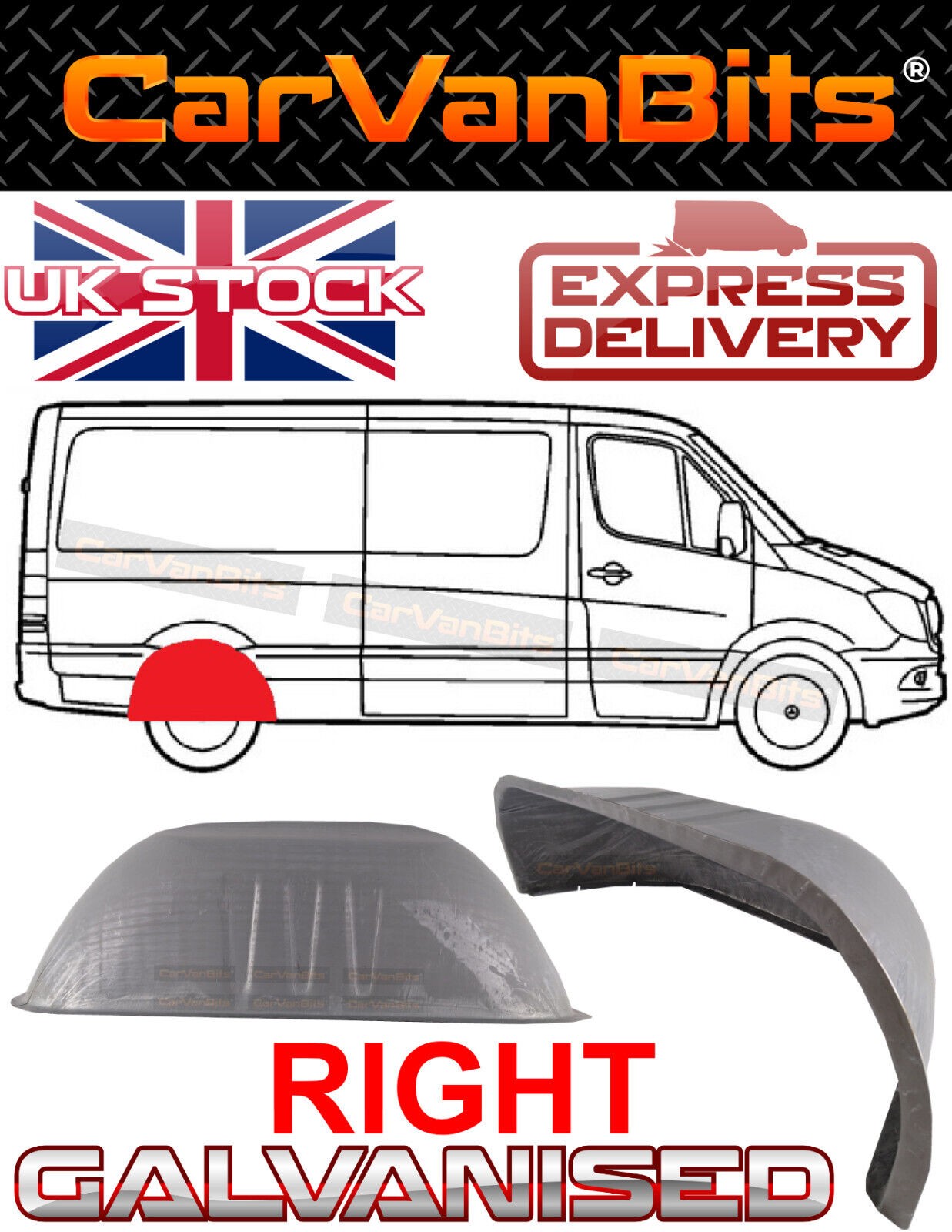 FOR MERCEDES SPRINTER VW CRAFTER 2E MK1 06-18 REAR INNER WHEEL ARCH REPAIR PANEL