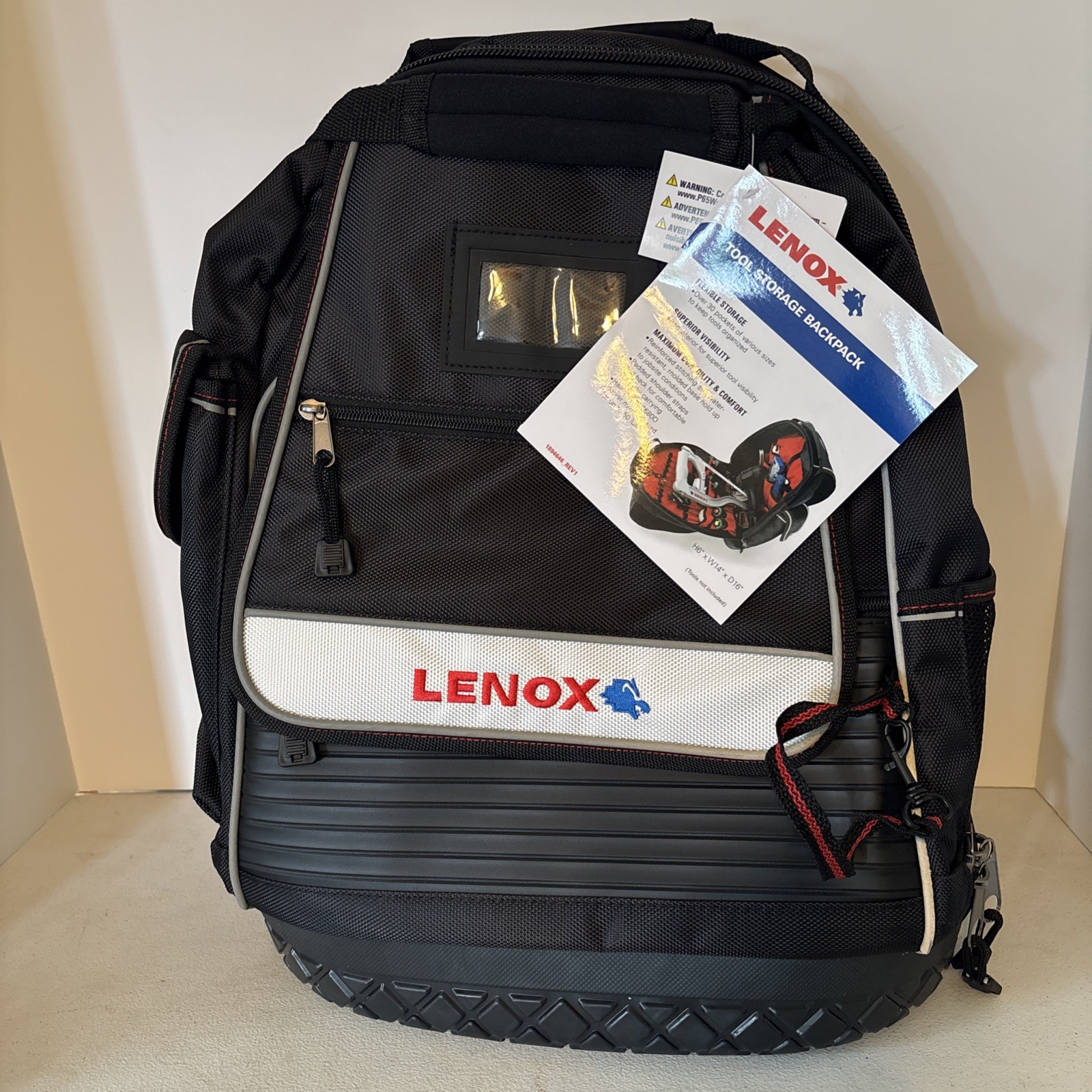 NEW!! Lenox 30 Pocket Black Ballistic Nylon Backpack Tool Bag 1894646 NWT