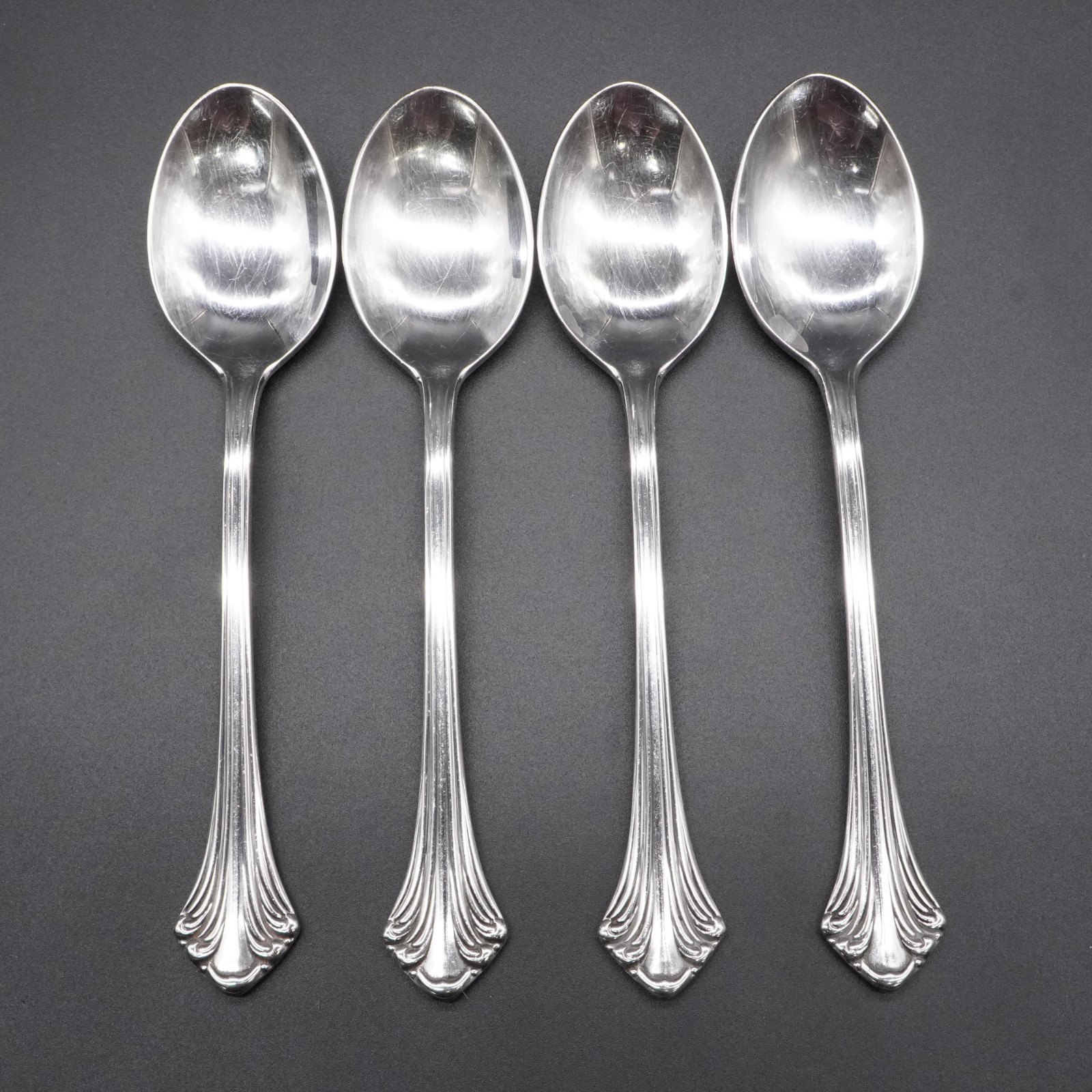 4 Towle Colonial Plume - 7 1/8”  Oval Soup/Place Spoons 18/8 Stainless Germany