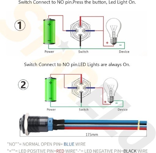 5PCS 12mm Latching LED Push Button Switch Mini Round Black Shell with Pre-Wired,