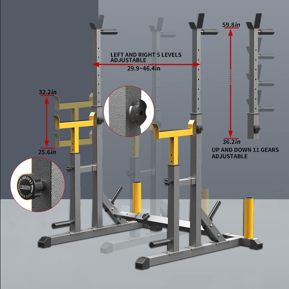 Adjustable Squat Rack Multi-Function Barbell Rack 690lb Home Gym Workout