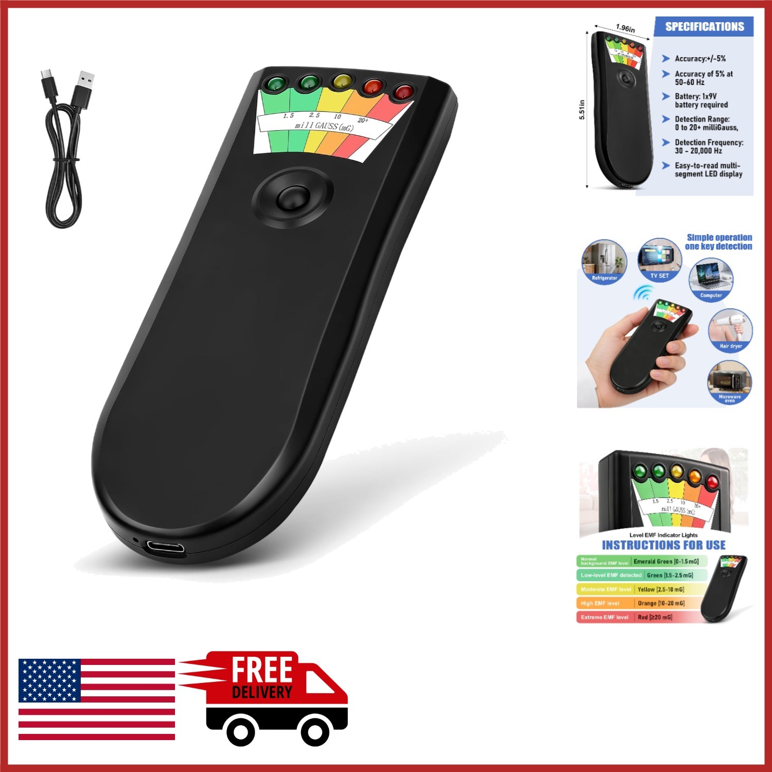 Handheld EMF Detector for Electromagnetic Field Testing and Ghost Hunting