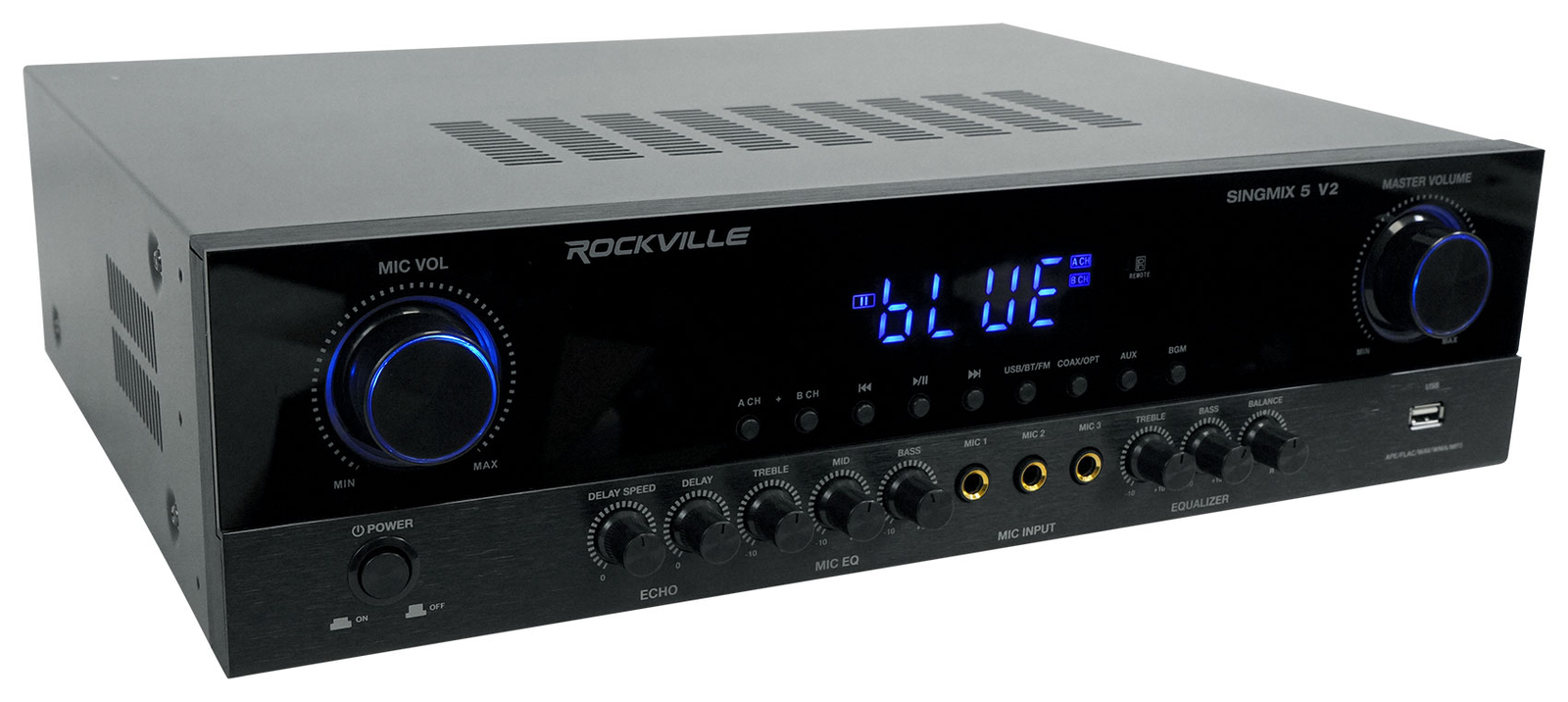 Rockville SingMix 5 2000w Professional DJ Amplifier w/ Bluetooth/Echo