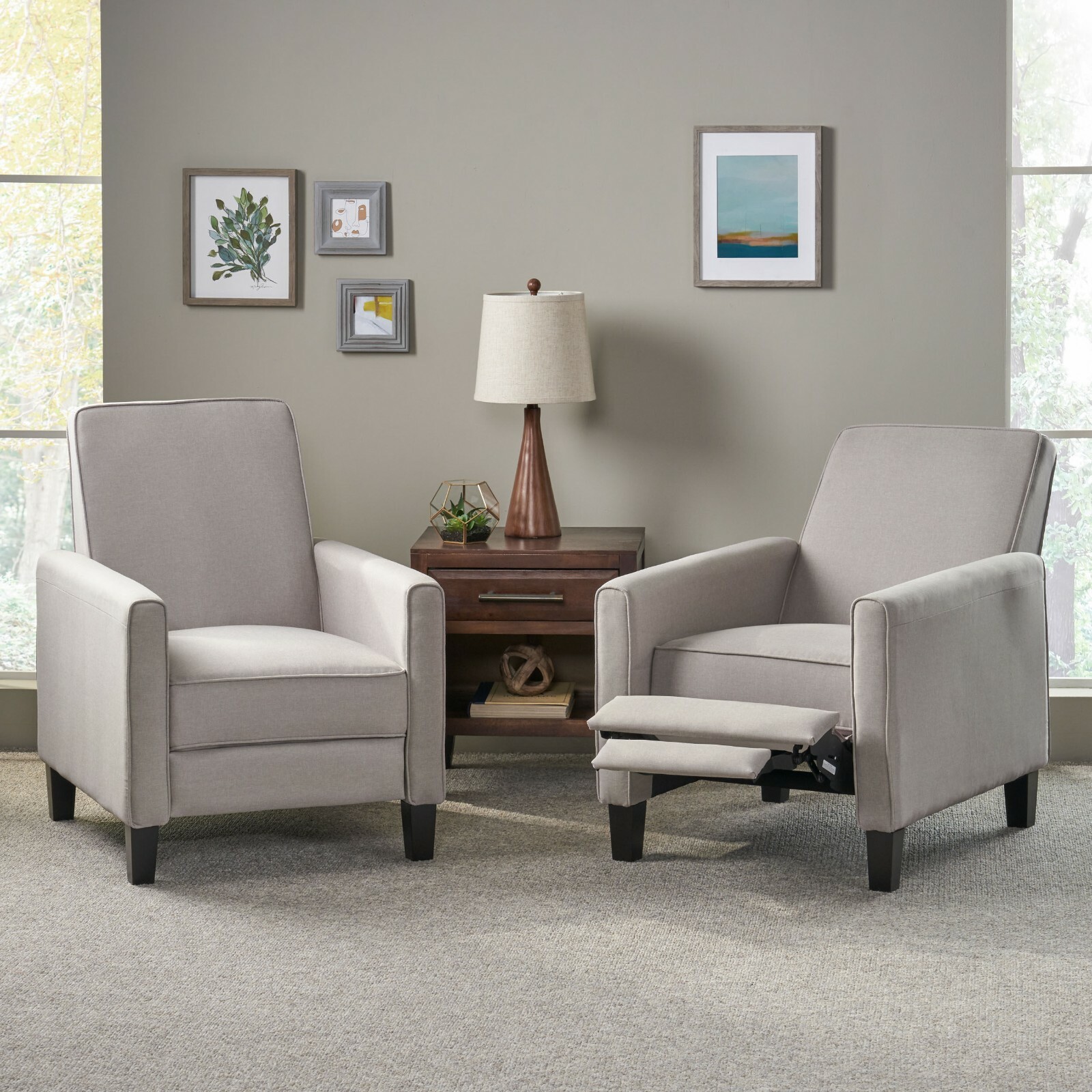 Lucas Contemporary Fabric Recliner (Set of 2)