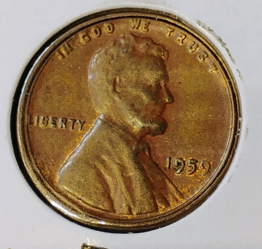 1959 P Lincoln Memorial Cent, AU, Double Die, Double Rim