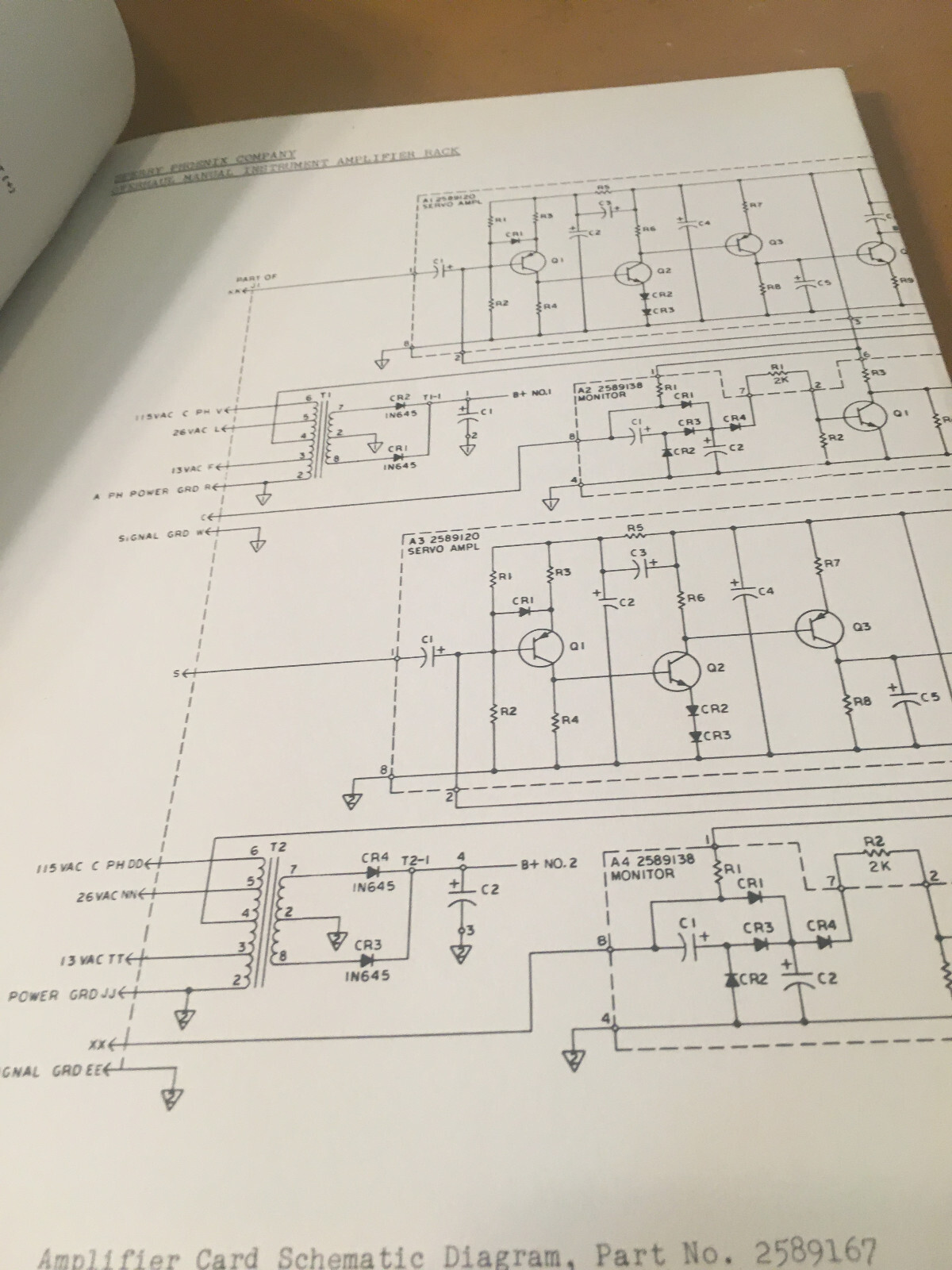 Sperry Instrument Amplifier Rack 2589201 Schematics