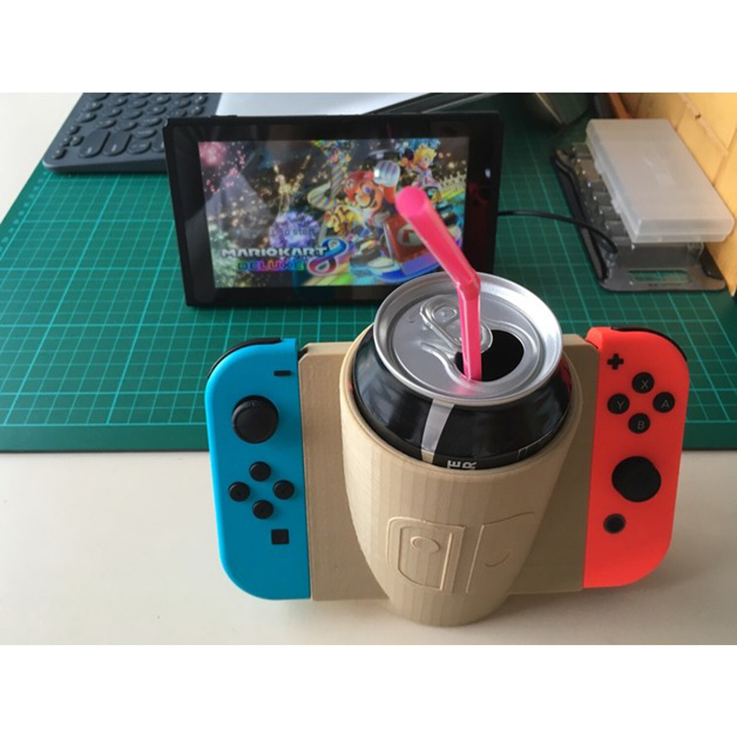 Nintendo Switch Joy-Con Drink Holder Grip Mount Cup Can Accessory White Elephant