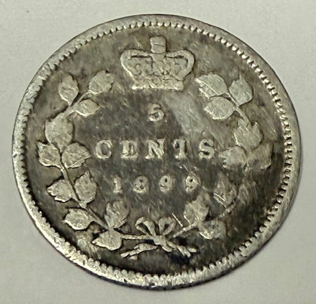 CANADA - Queen Victoria - Silver 5 Cents - 1899 - Km-2 - FREE USA Shipping!