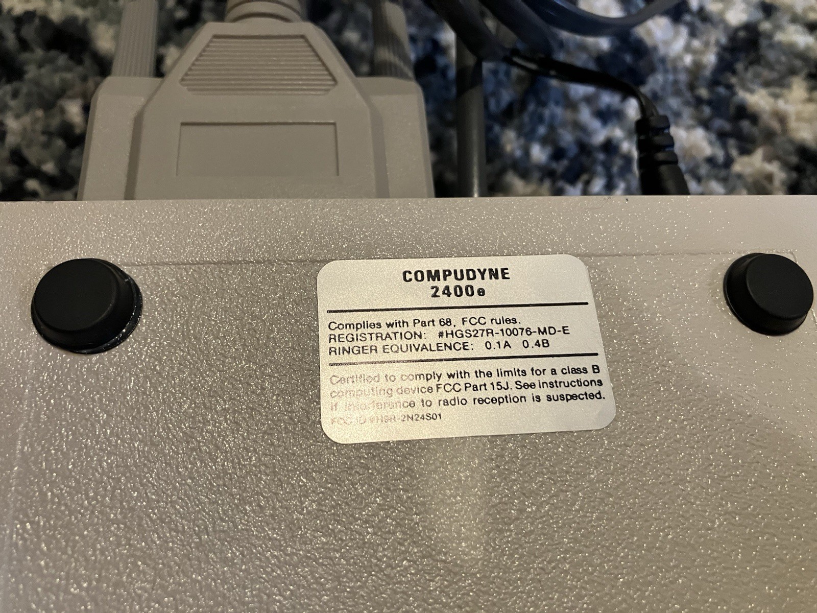 Compudyne 2400e External Modem TURNS ON with Macintosh Cable