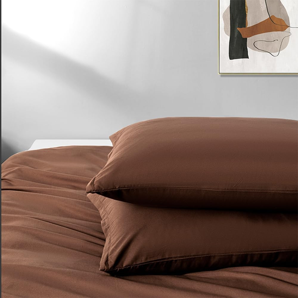 2 Pack Microfiber King Zipper Pillowcases, Soft Comfortable Not Shrink Coffee Pi