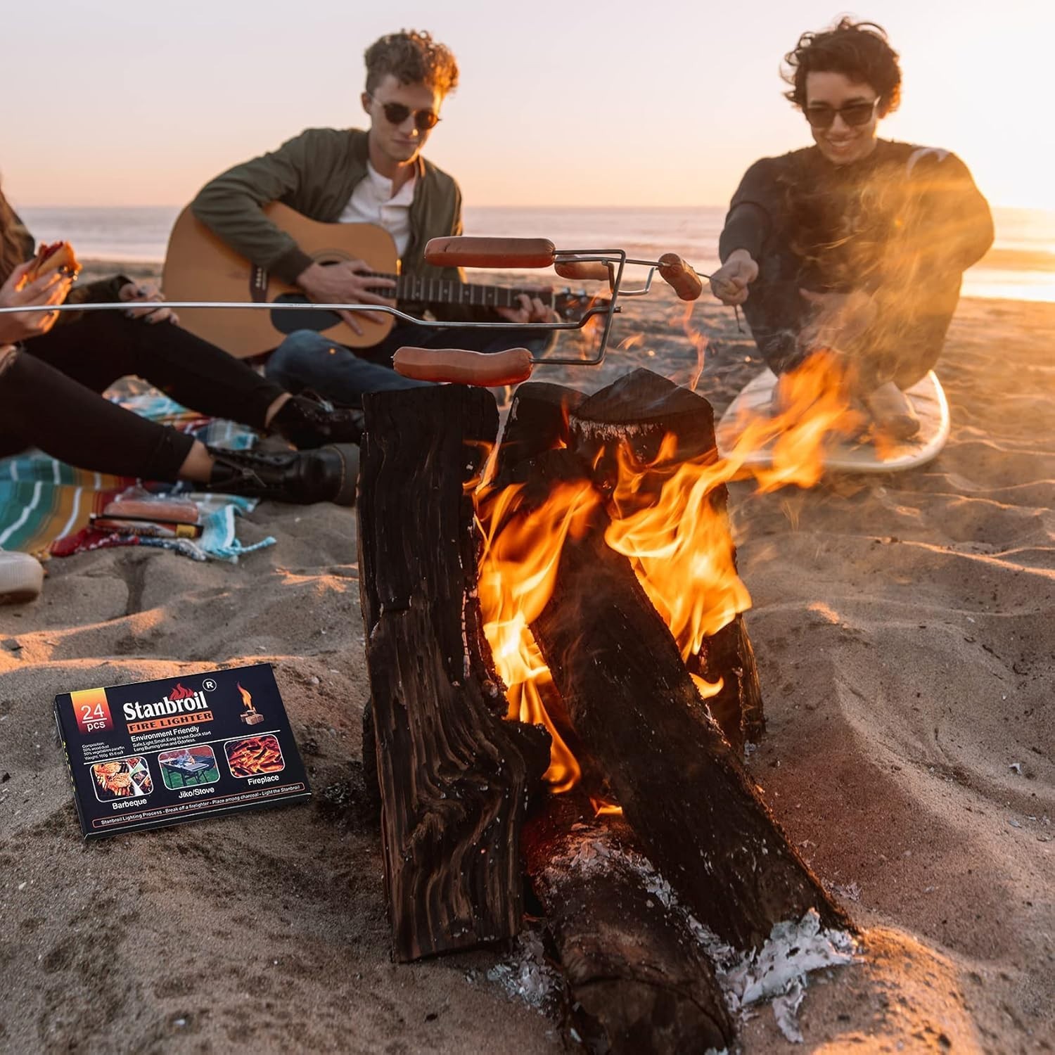 Odorless 24 Pack Fire Starters - Fast Lighting Charcoal for Smokers & Fireplaces