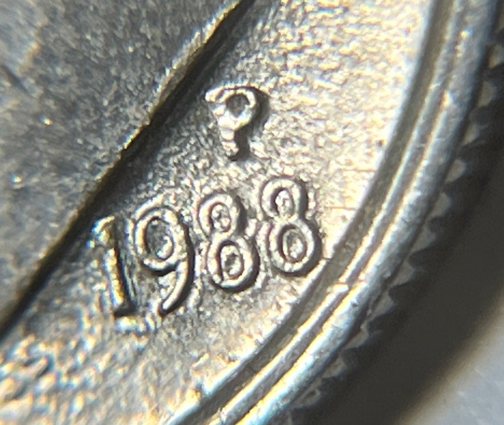 1988 P Roosevelt Dime Errors Strike Through Grease DDO Uncirculated #4