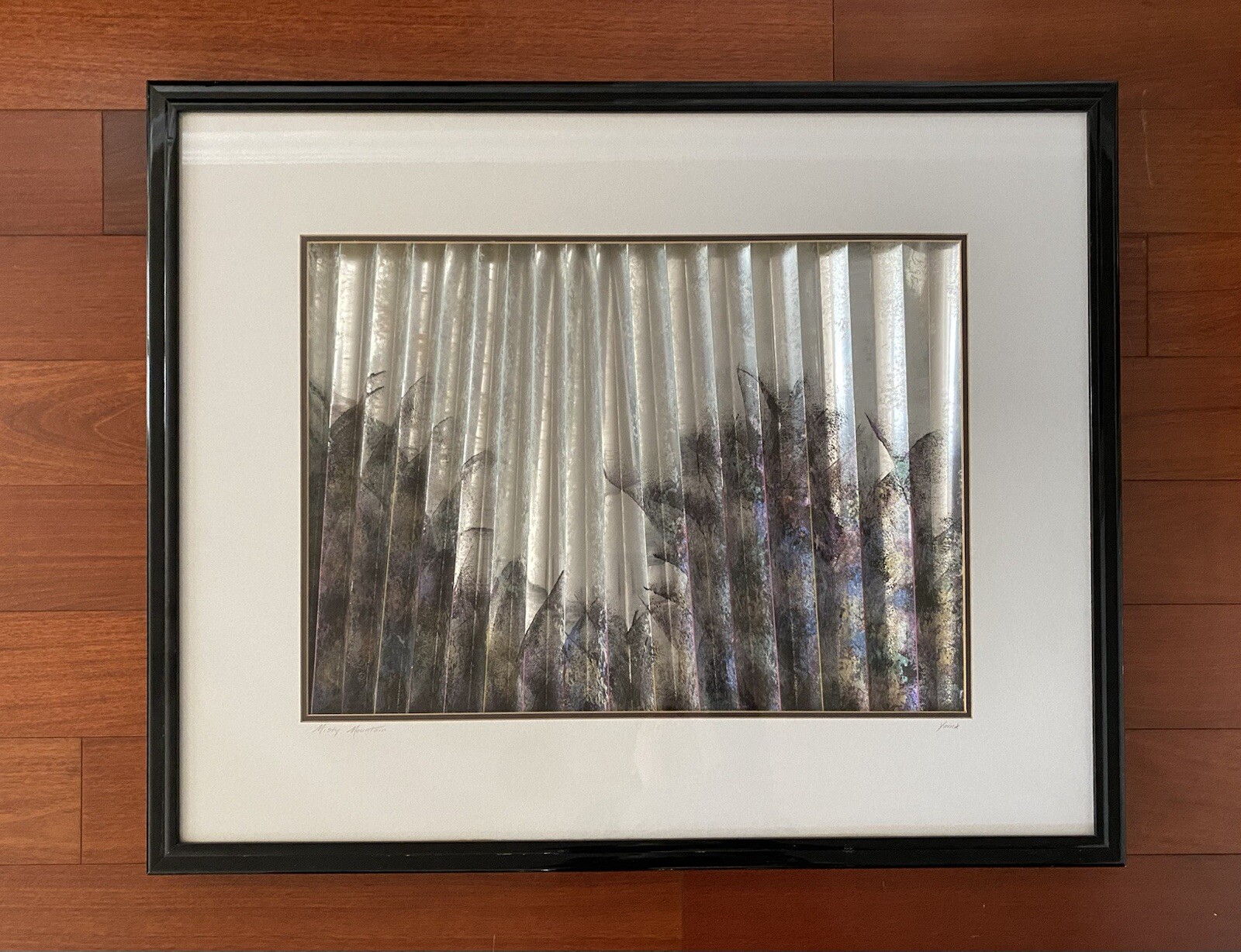 LARGE Original Unique Mixed Media “MISTY MOUNTAIN” Framed, Matted, Signed