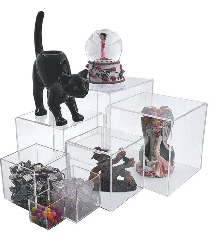 T'z Tagz Clear Acrylic Display Stand 5-Sided Stackable Box, Bin or Dust Cover