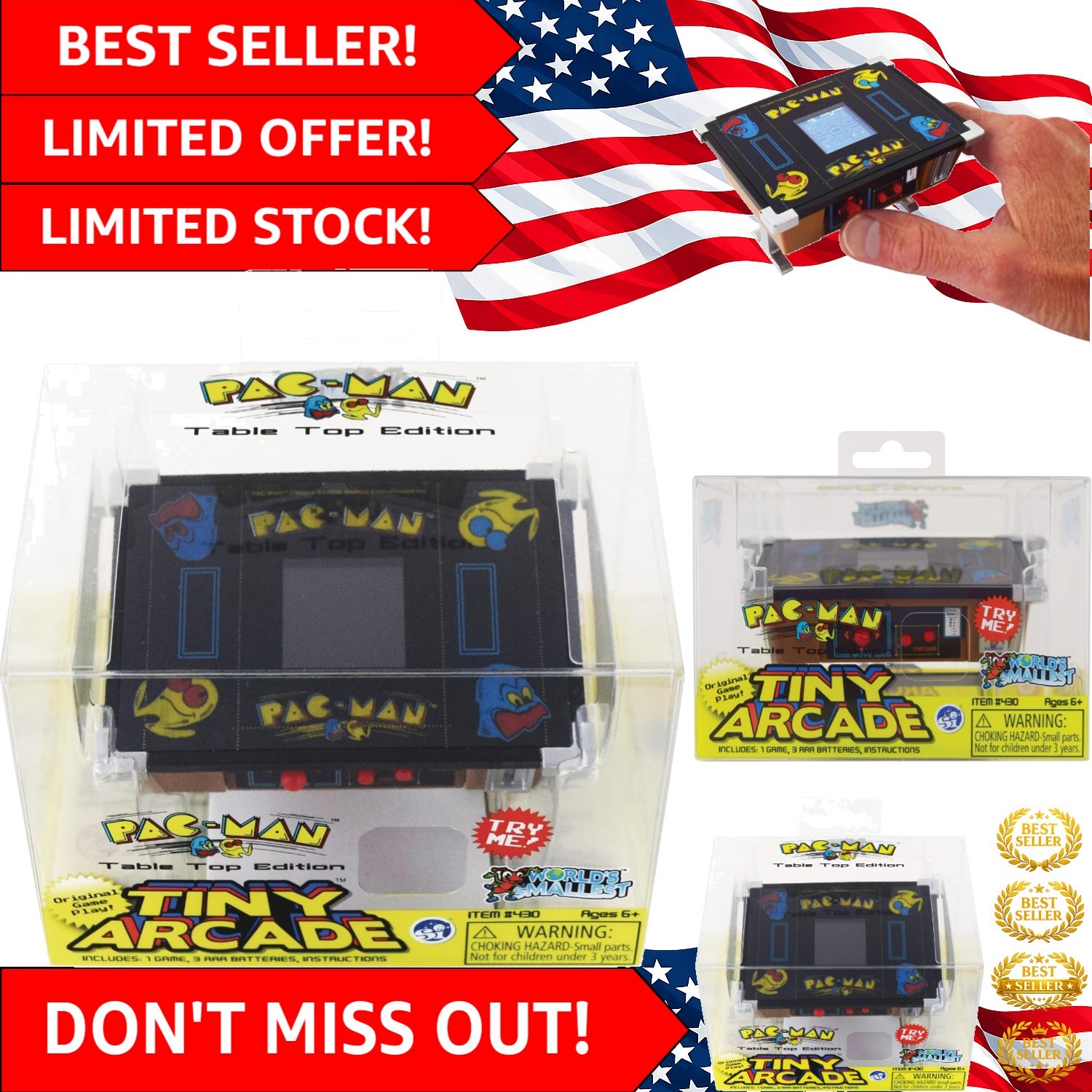 Authentic Pac-Man Tabletop Edition – Nostalgic 1-Inch LED Arcade Experience