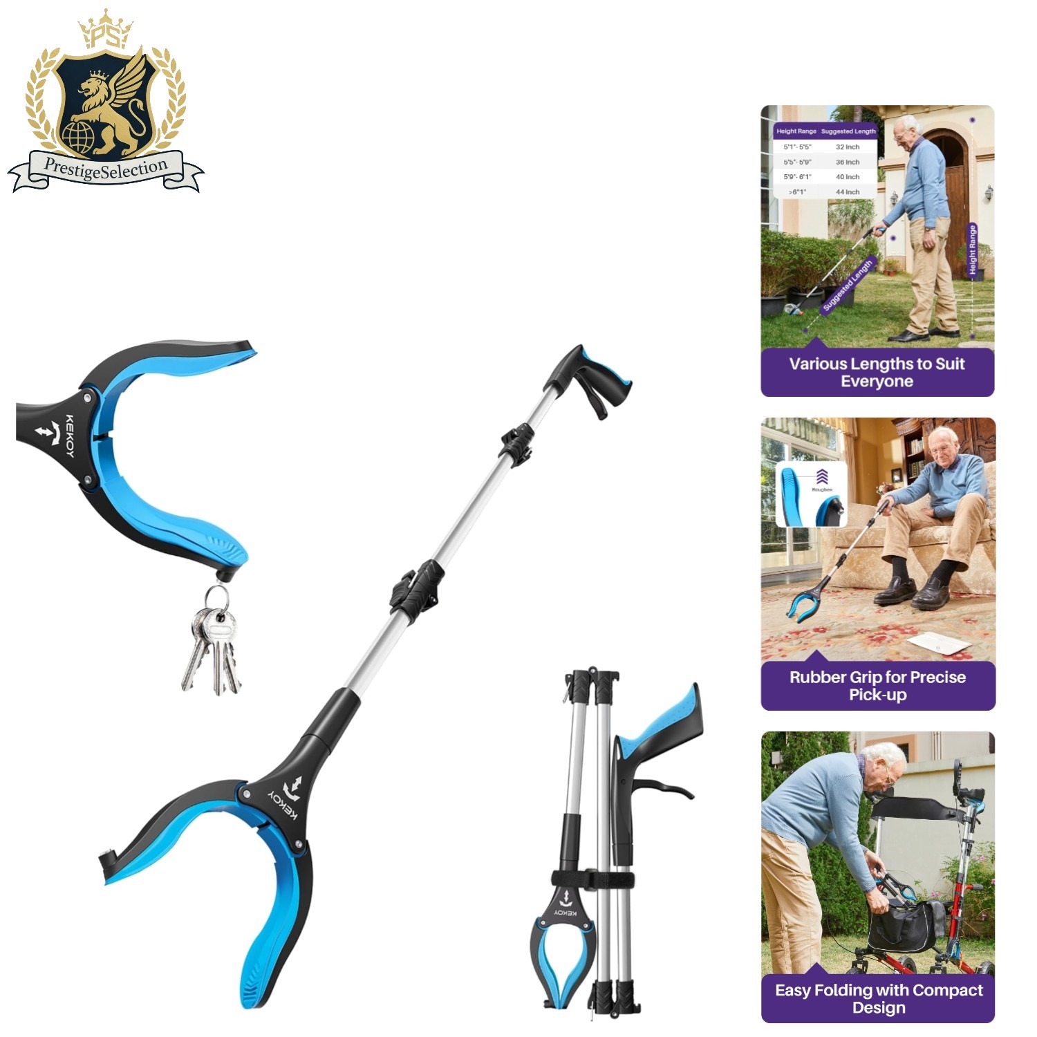 36-Inch Folding Grabber Tool with 4-Inch Claw - Ideal for After Surgery Recovery