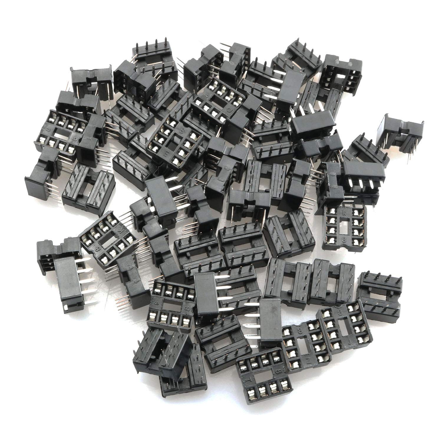 Tegg 8 Pin IC Socket 60 PCS 8 DIP Adaptor 60 Piece, black