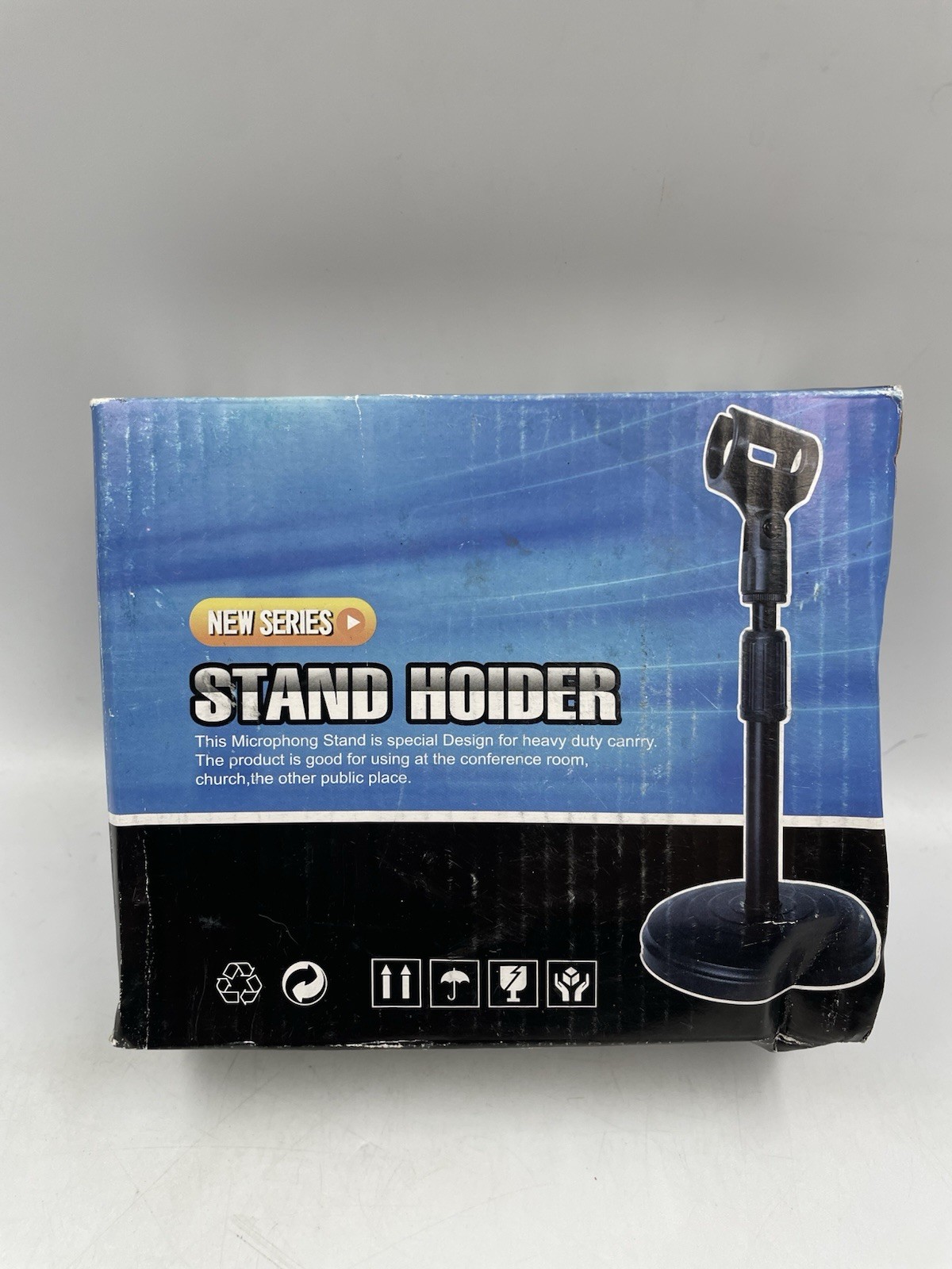 Black Base Desk Mic Stand With Microphone Clip