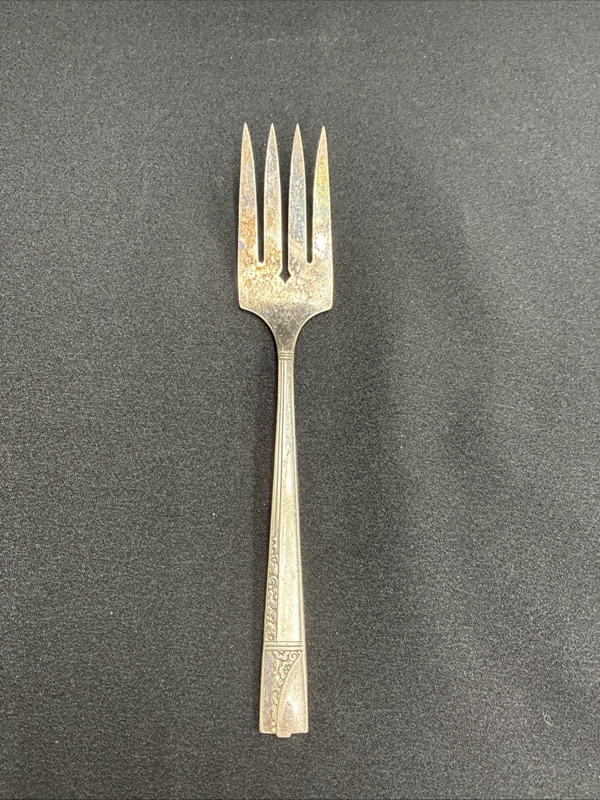 Oneida Caprice Nobility Silver Plated Meat Serving Fork 8-6/8" Vtg MCM Flatware