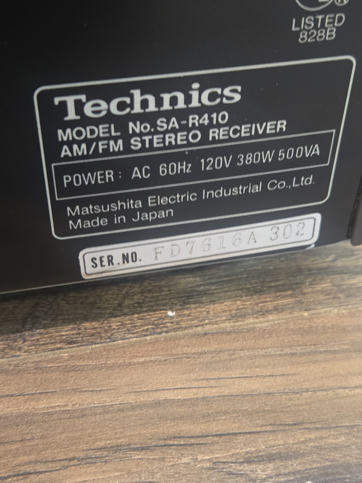 1980's Rare Technics Stereo Receiver SA-R410 No Remote Tested & Working