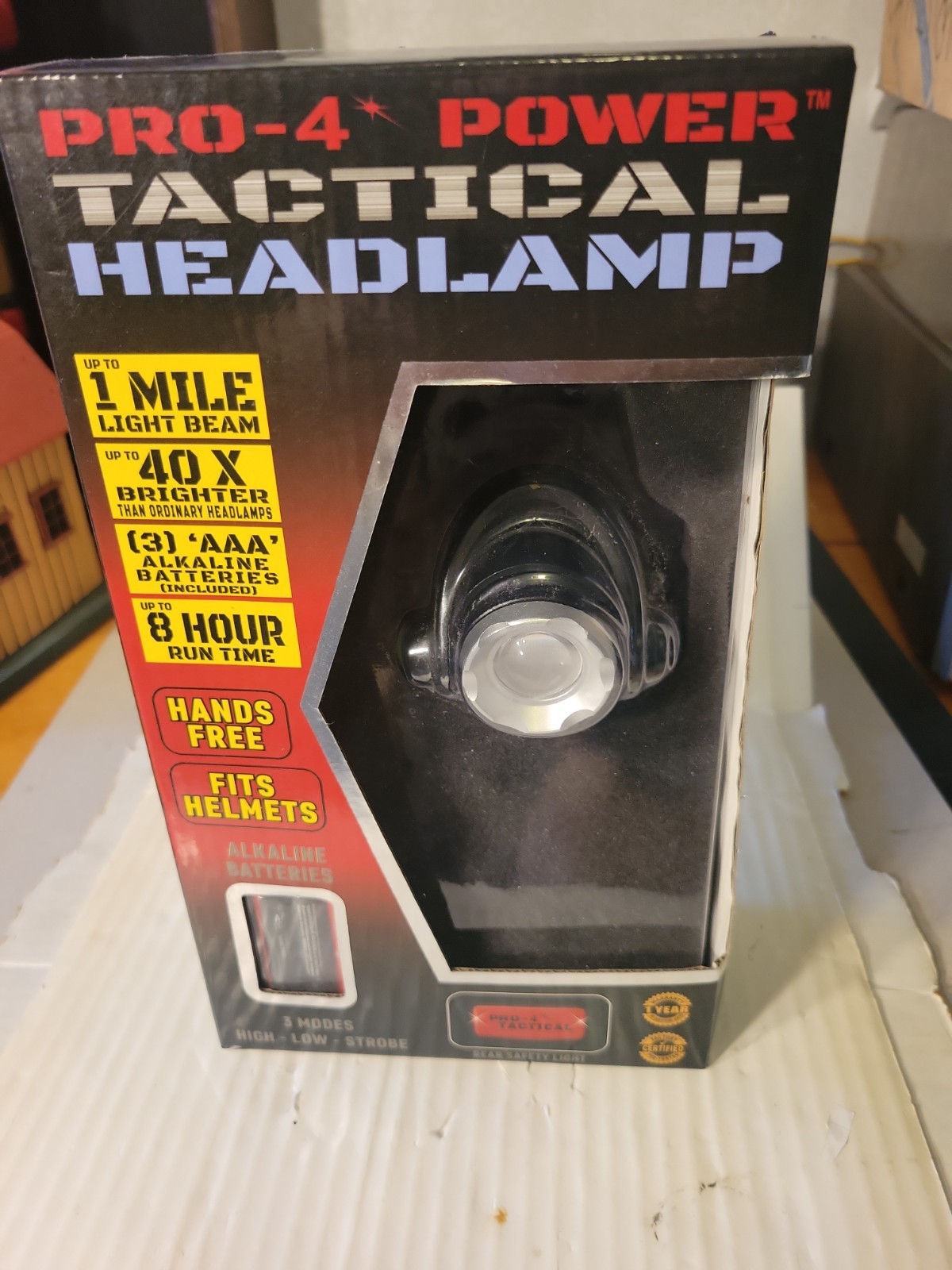 Pro-4 Tactical LED Headlamp 120 Lumens Zoomable Headlight 3 Modes Weatherproof