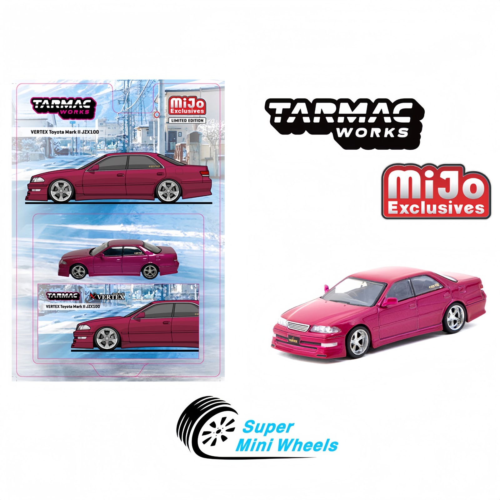 Tarmac Works 1:64 VERTEX Toyota Mark II JZX100 – Red Metallic