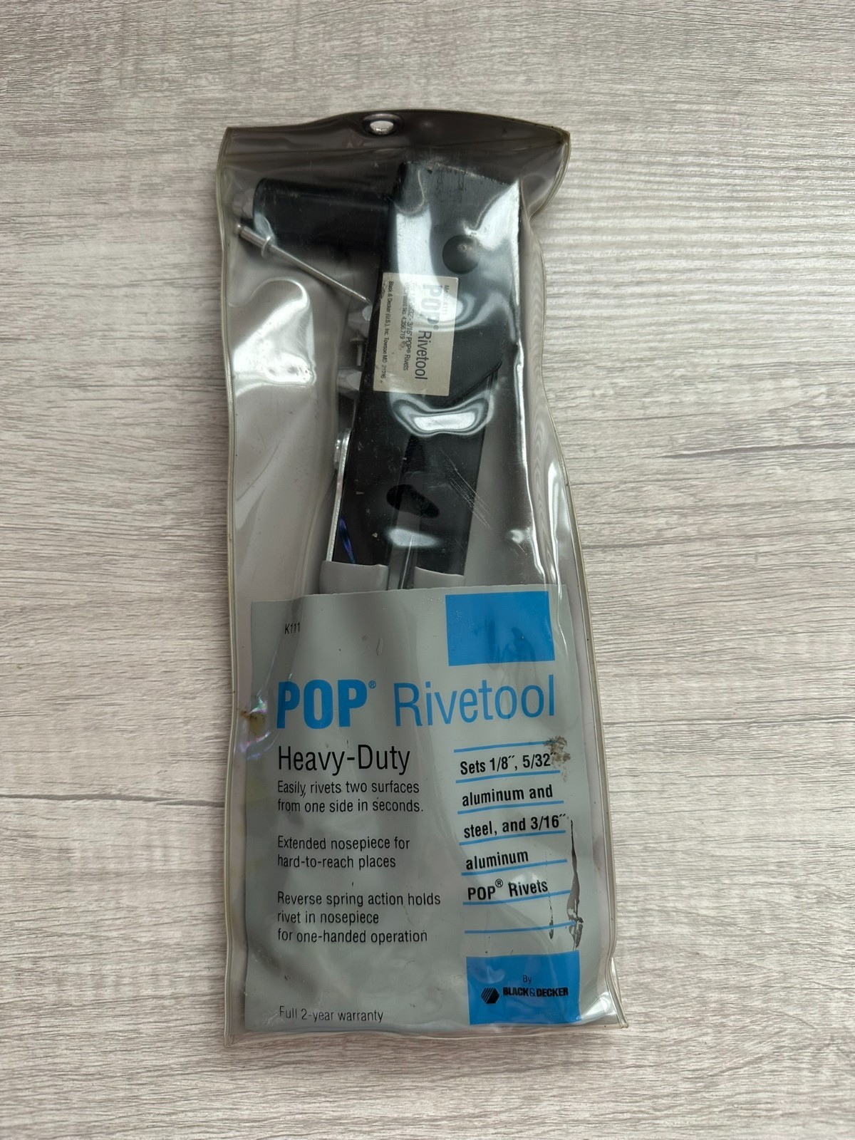 Black & Decker K111 Rivetool Heavy Duty Pop Riveter 1/8"-5/32"-3/16" Rivets USA