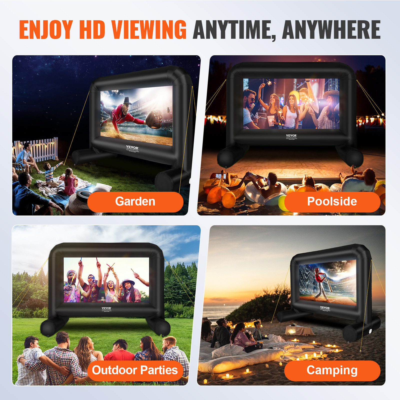 VEVOR Inflatable Movie Screen 14 FT Inflatable Projector Screen with Blower