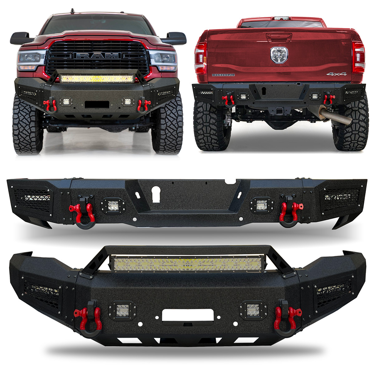 Vijay for 2019-2023 Dodge Ram 2500/3500 New Front/Rear Bumpers W/Winch Plate