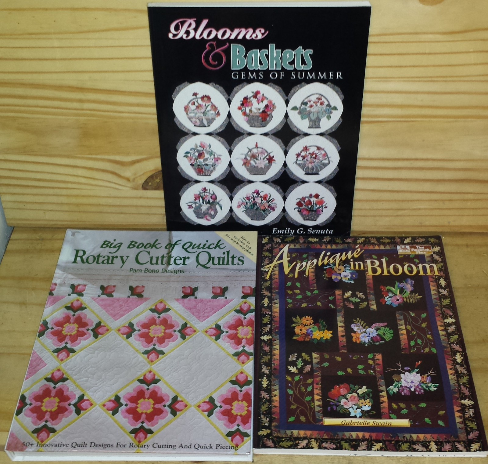 3 Quilting Quilt Making Books Rotary Cutter, Applique In Bloom, Blooms & Baskets