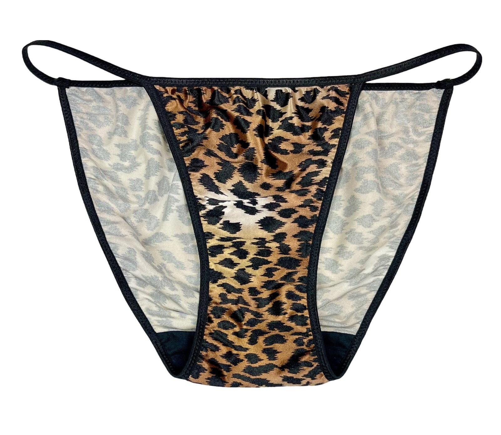 Second Skin Satin String Bikini Leopard Print XL