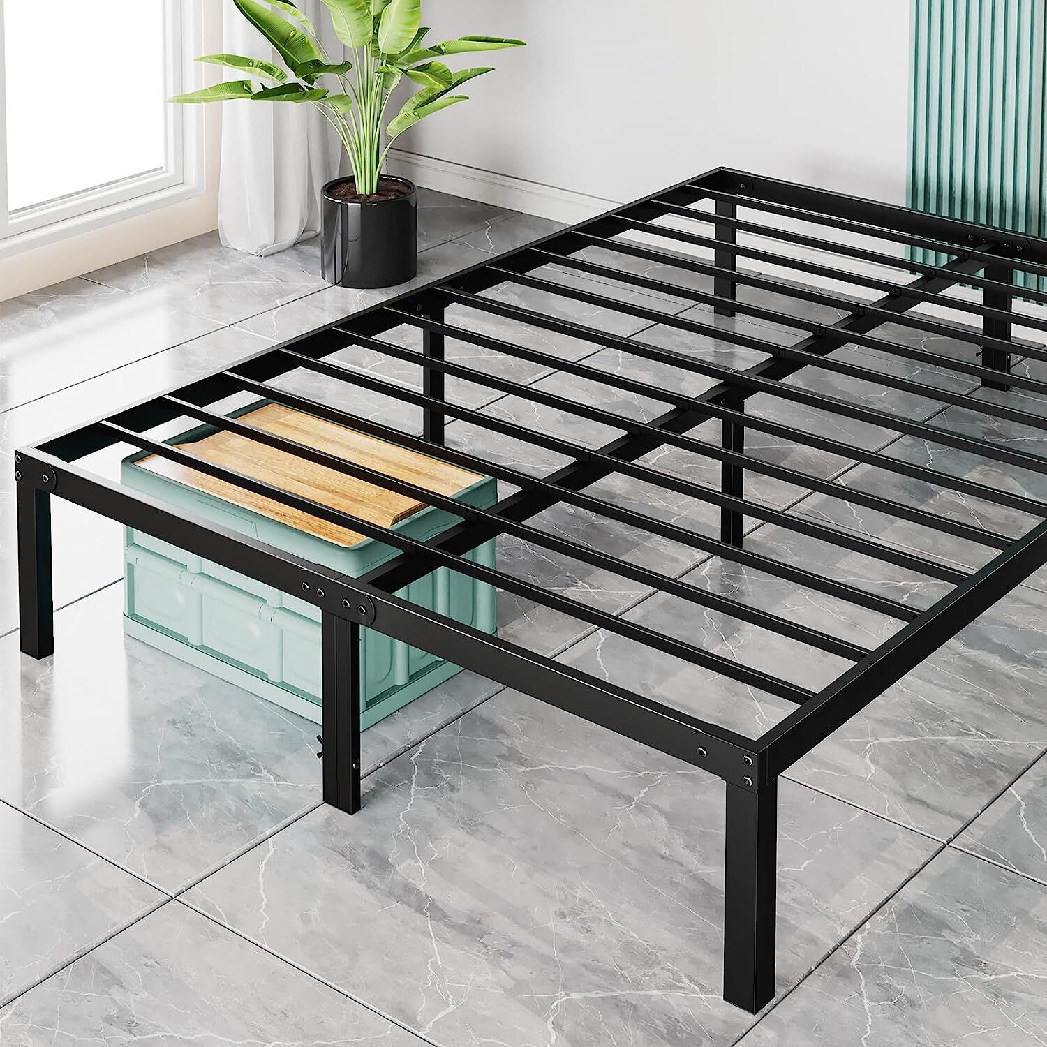 14 Inch Full Size Heavy Duty Metal Platform Bed Frame Sturdy Steel Slat Support