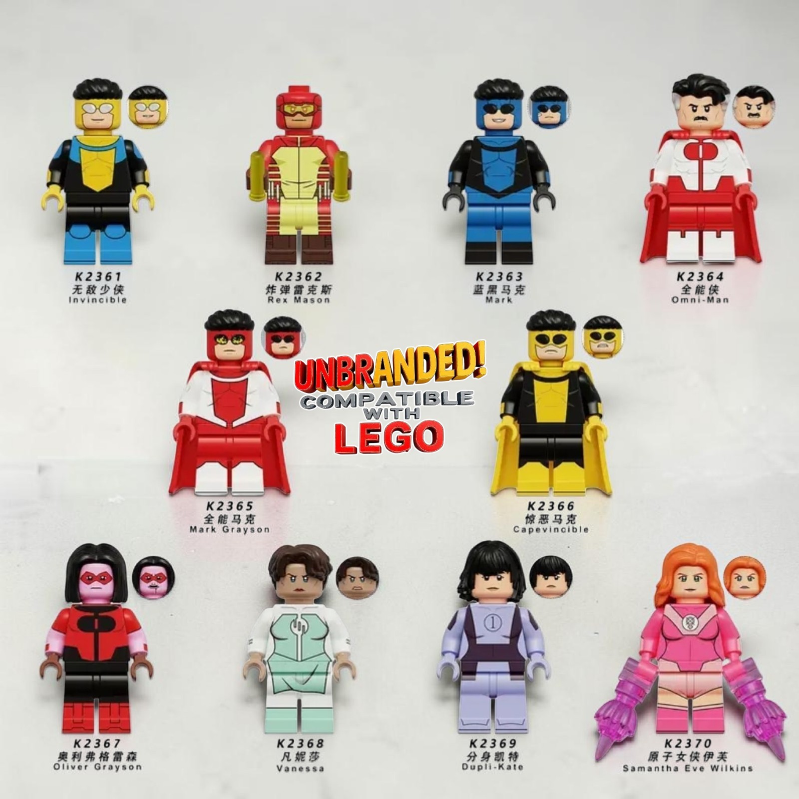 10x Figure Invincible Building Block Figures Omni-Man Atom Eve Conquest Minifigs