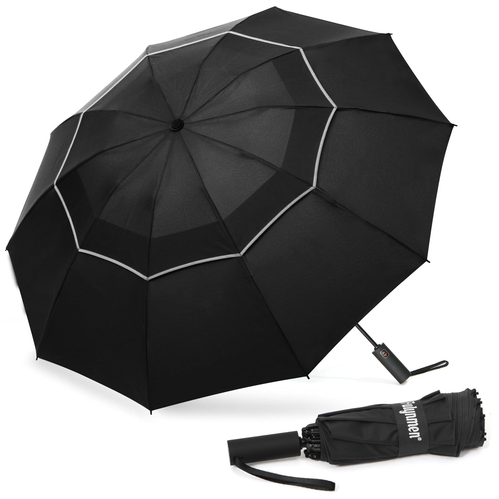 62 Inch Umbrellas for Rain Large Travel Compact Golf Umbrella Inverted Windpr...