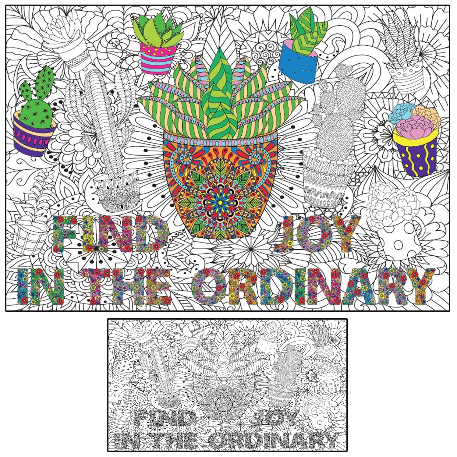 Huge Coloring Poster for Adults and - Cactus Large Coloring Posters - Giant C...
