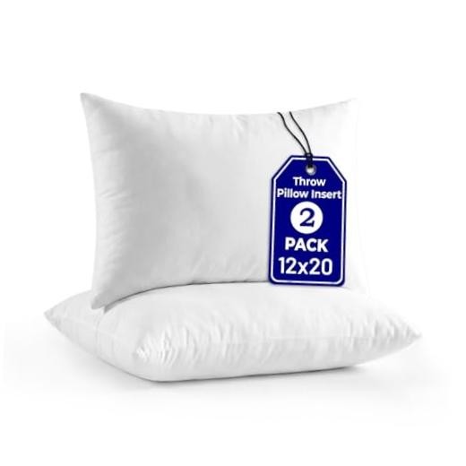 QUBA LINEN 12 x 20 Throw Pillow Insert - Pack of 2 12x20 Inch (Pack of 2)