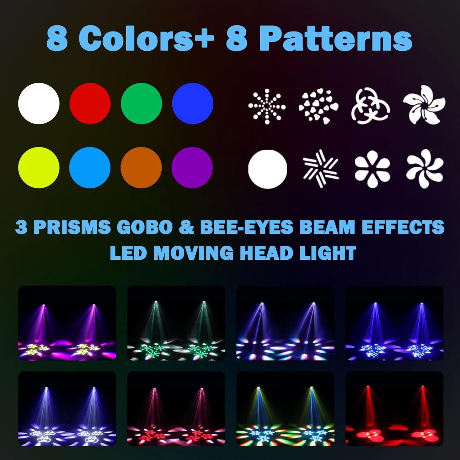 150W LED Stage Light Bee-Eyes 3 Prism Moving Head DJ Lighting 8 Gobos *6582E2B