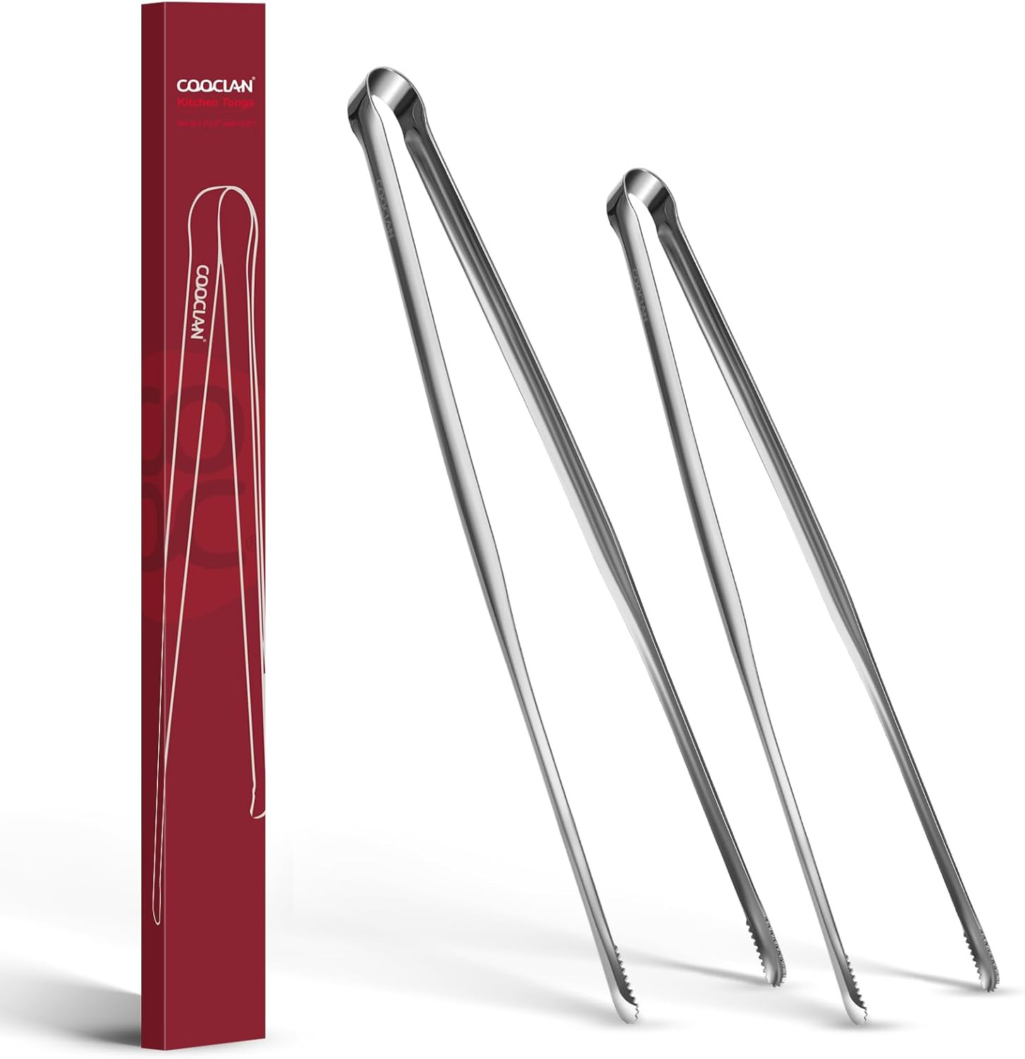 Precise Serrated Non-Slip Tips Cooking Tongs 2 Set (11.5" & 13.5") | Durable 18/