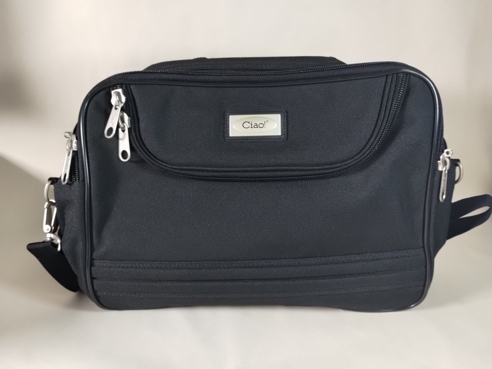 New Ciao Black Messenger Bag with Shoulder Strap 15" L x 11" H x 6" W