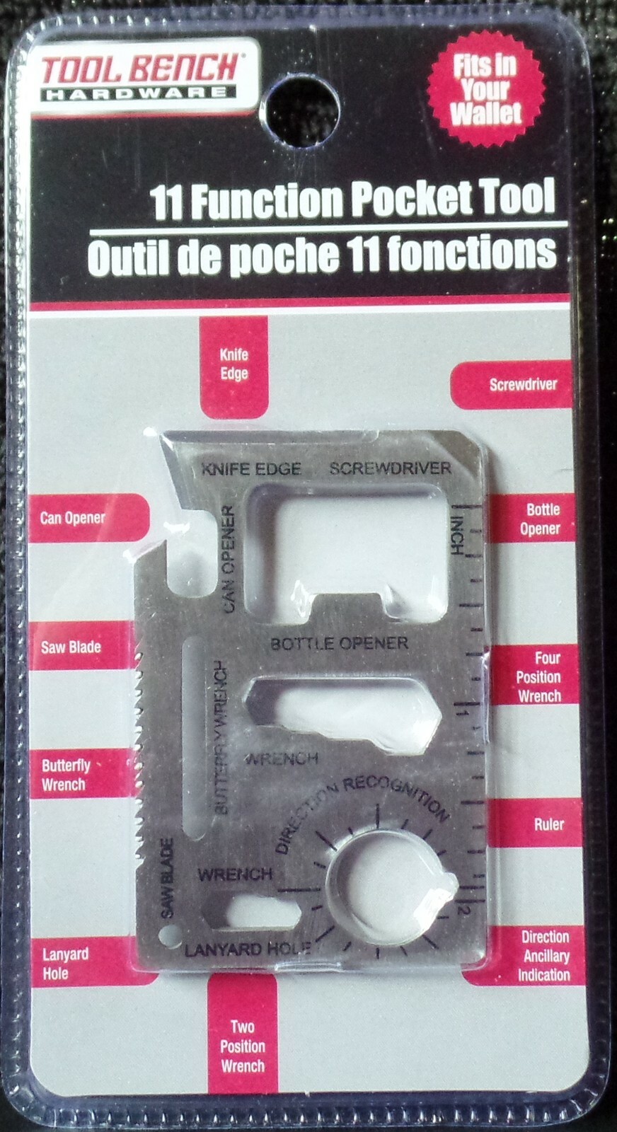 POCKET TOOL 11 Function WRENCH Screwdriver KNIFE Opener SAW Fits In Wallet A NEW