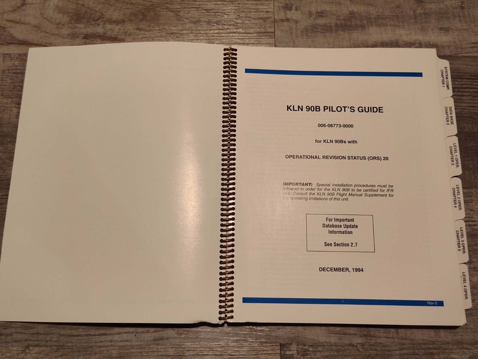 KLN 90B BENDIX KING GPS NAVIGATION SYSTEM Pilot Reference Manual 1995