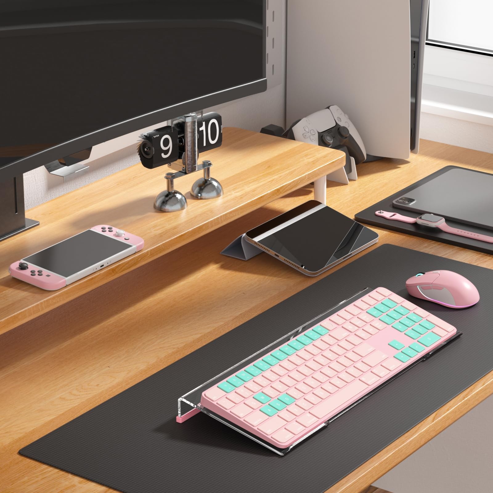 17" Wide Crystal Clear Ergonomic Acrylic Tilted Computer Keyboard Stand