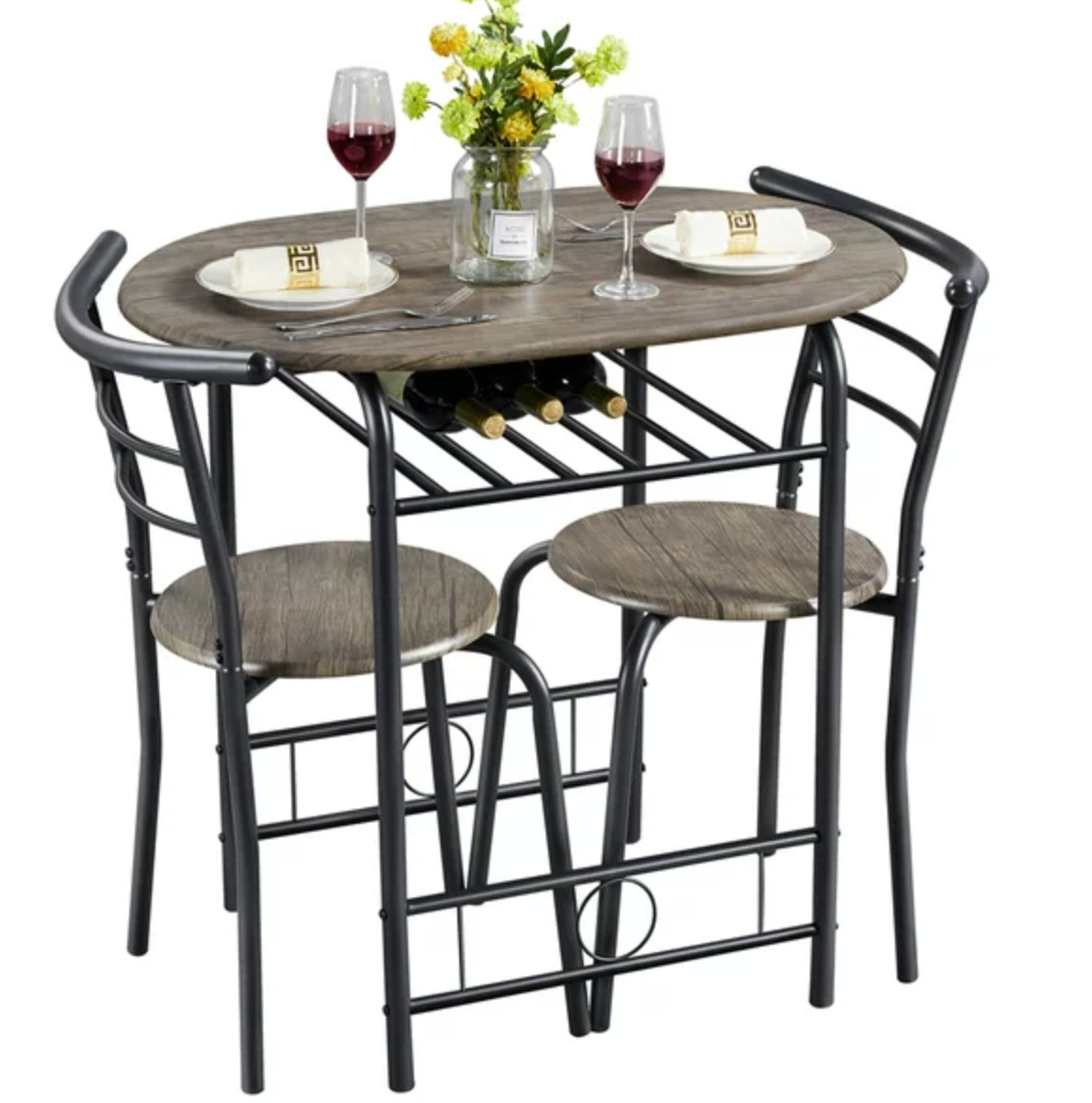 3 piece wooden dining table set