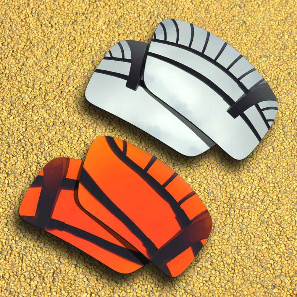 2 Pairs Lenses Replacement for-Costa Del Mar Reefton Polarized-Silver&Red