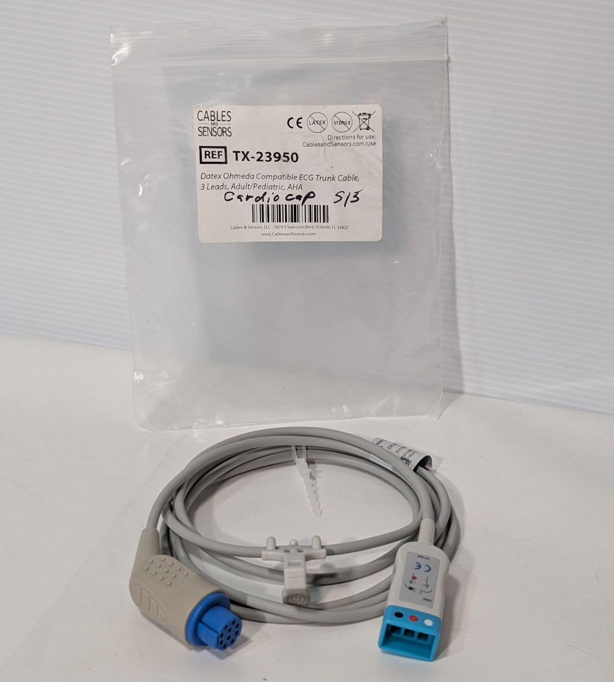 Cables and Sensors TX-23950 Datex Ohmeda Compatible ECG Trunk Cable, 3 Leads