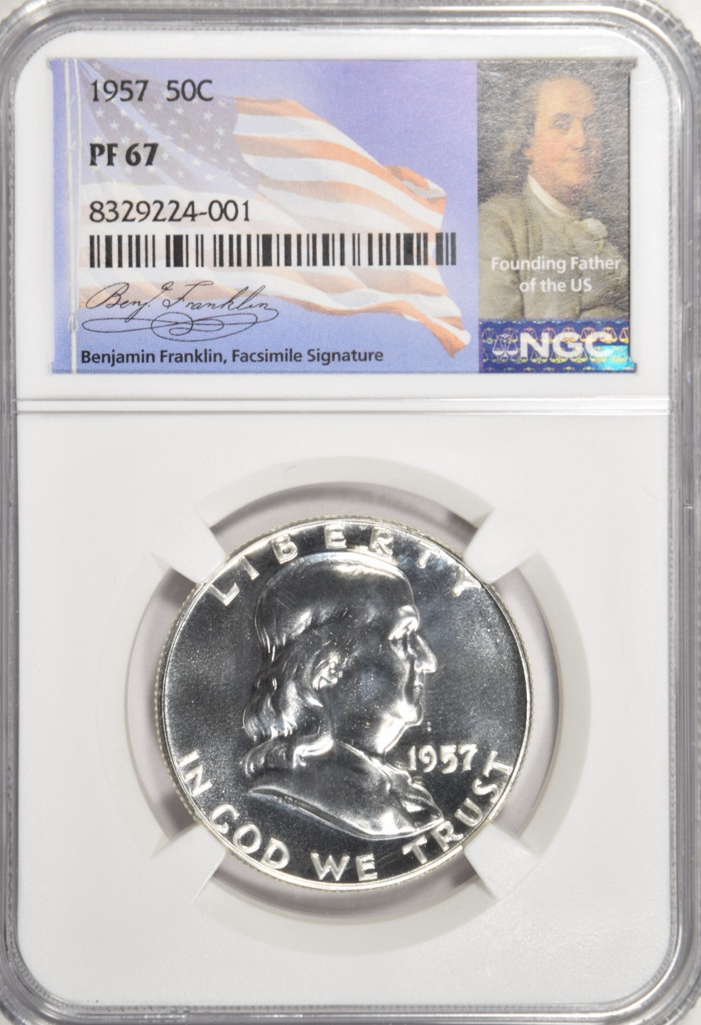 1957 PROOF FRANKLIN HALF DOLLAR ~ FRANKLIN LABEL ~ NGC PF67 ~ PRICED RIGHT! #001