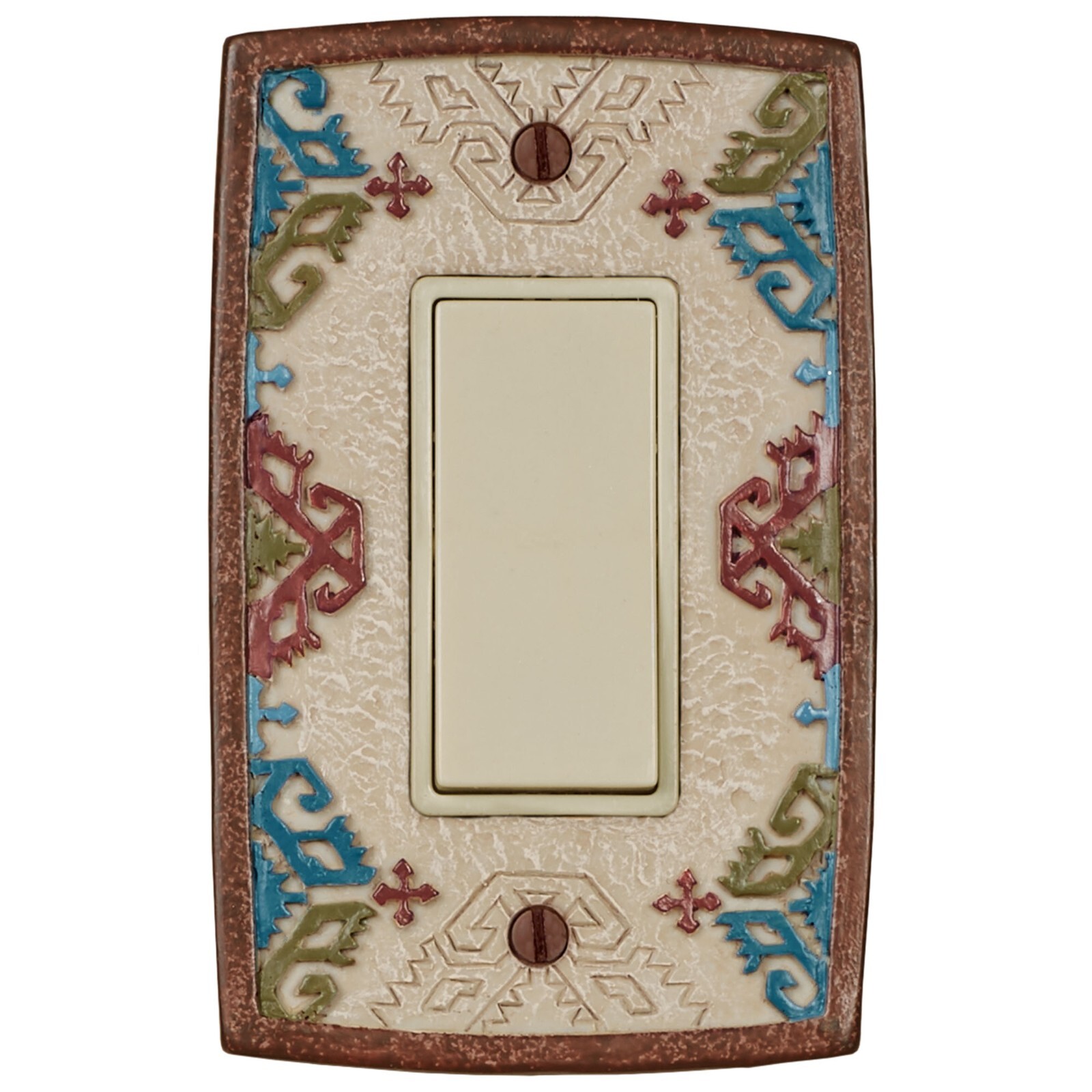 Bandera Southwest Single Dimmer Rocker Multi Warm Geometrics Handpainted