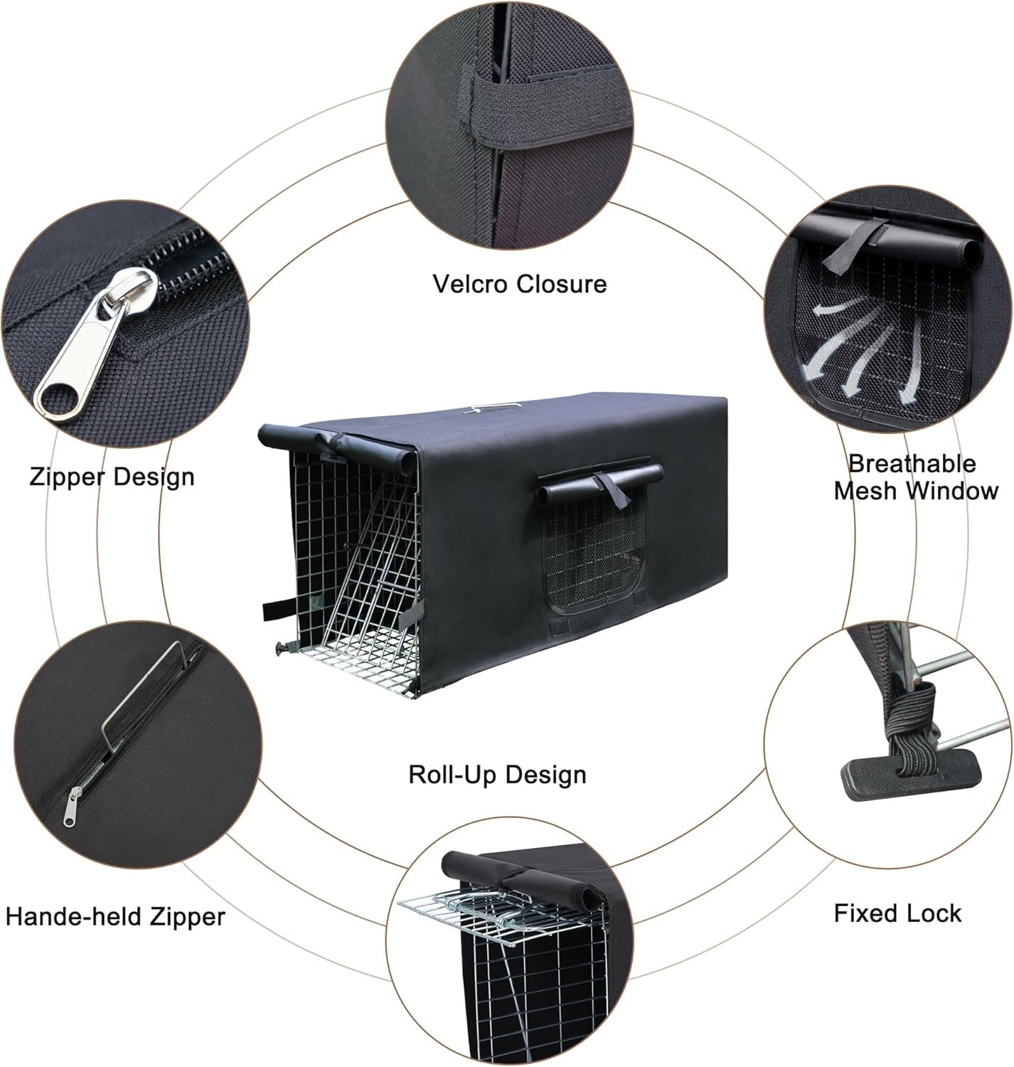 41.7" Live Animal Traps Cage with Cover, Large Foldable Humane Animal Trap for S